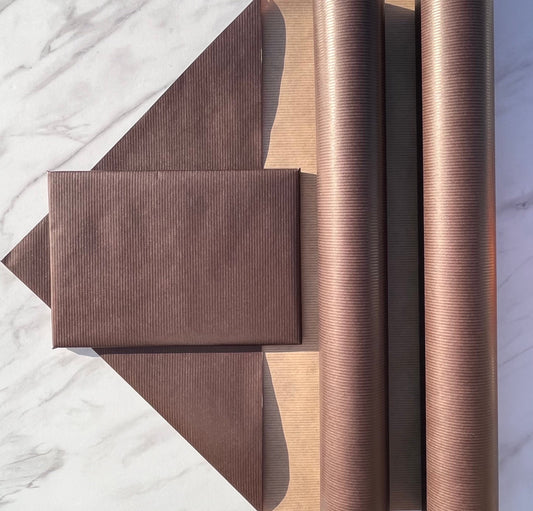 Wrapping Paper Brown Lined 50CM Wide Eco Friendly, 100% Recycled Kraft | Recyclable, Sustainable, Plastic Free Gift Wrap