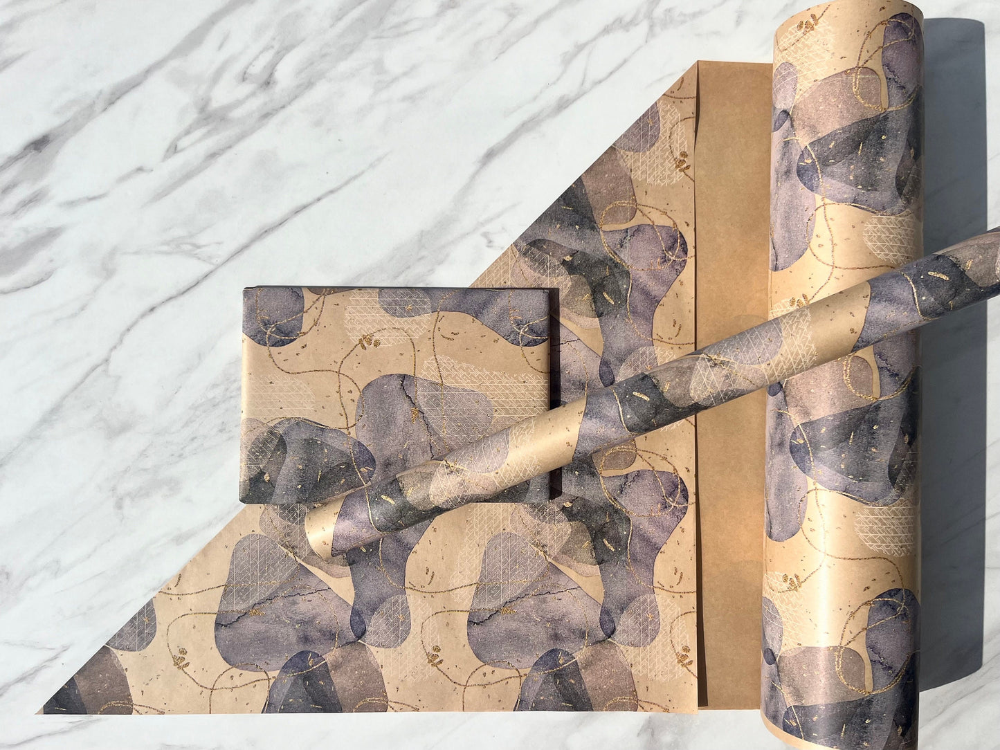 Wrapping Paper Purple Lilac Cove 50CM Wide Eco Friendly, 100% Recycled Kraft | Recyclable, Sustainable, Plastic Free Gift Wrap