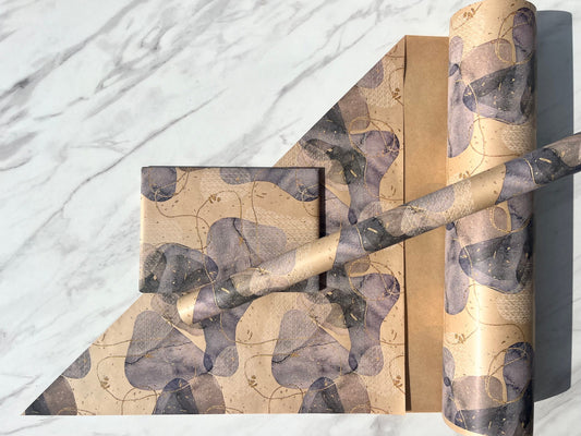 Wrapping Paper Purple Lilac Cove 50CM Wide Eco Friendly, 100% Recycled Kraft | Recyclable, Sustainable, Plastic Free Gift Wrap