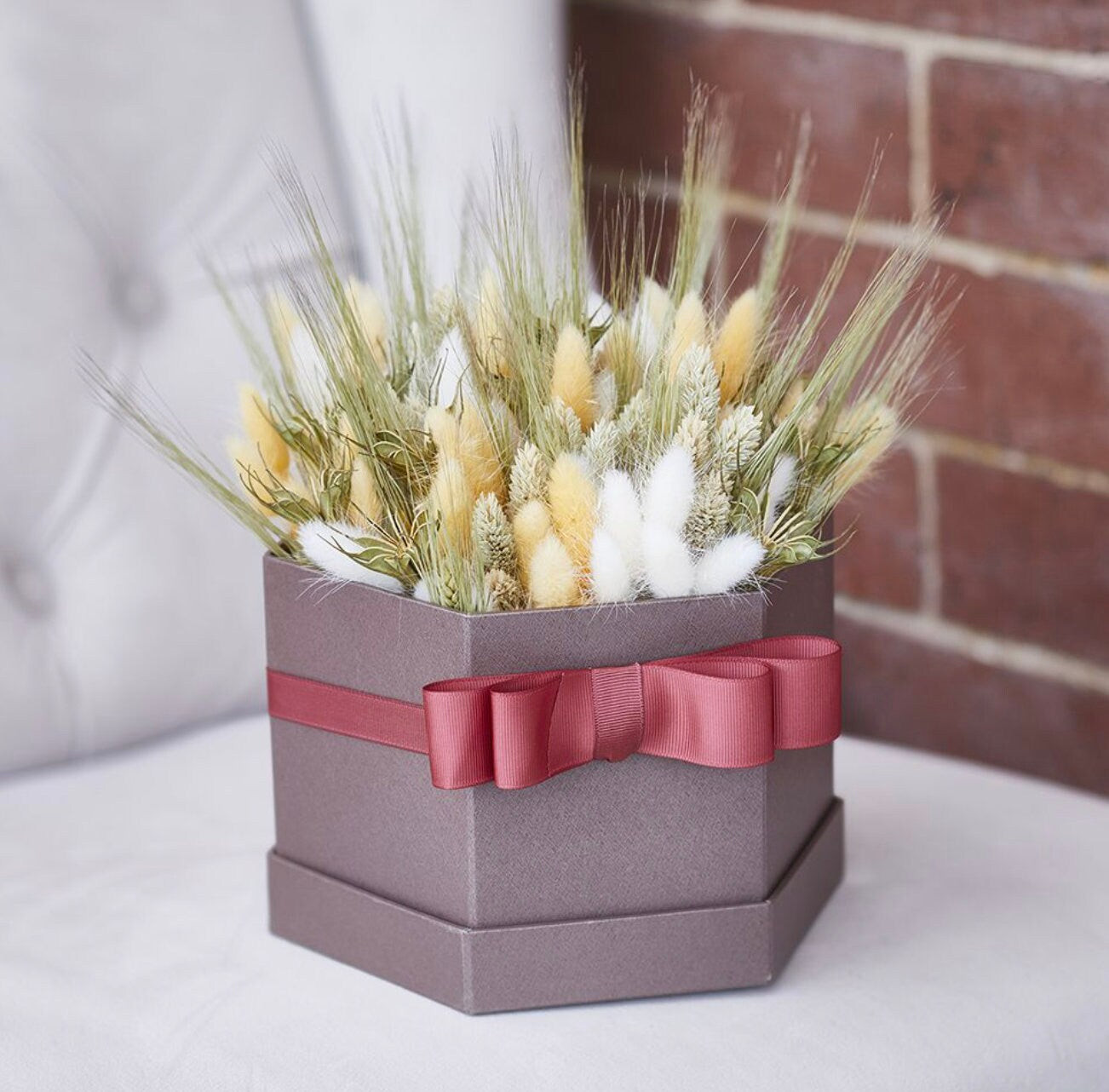 Hat Boxes Set Of 3 Hexagonal Storage Boxes, Brick Brown, Designer Flower Pot, Eco Friendly Matching Wrapping Paper & Ribbons Available