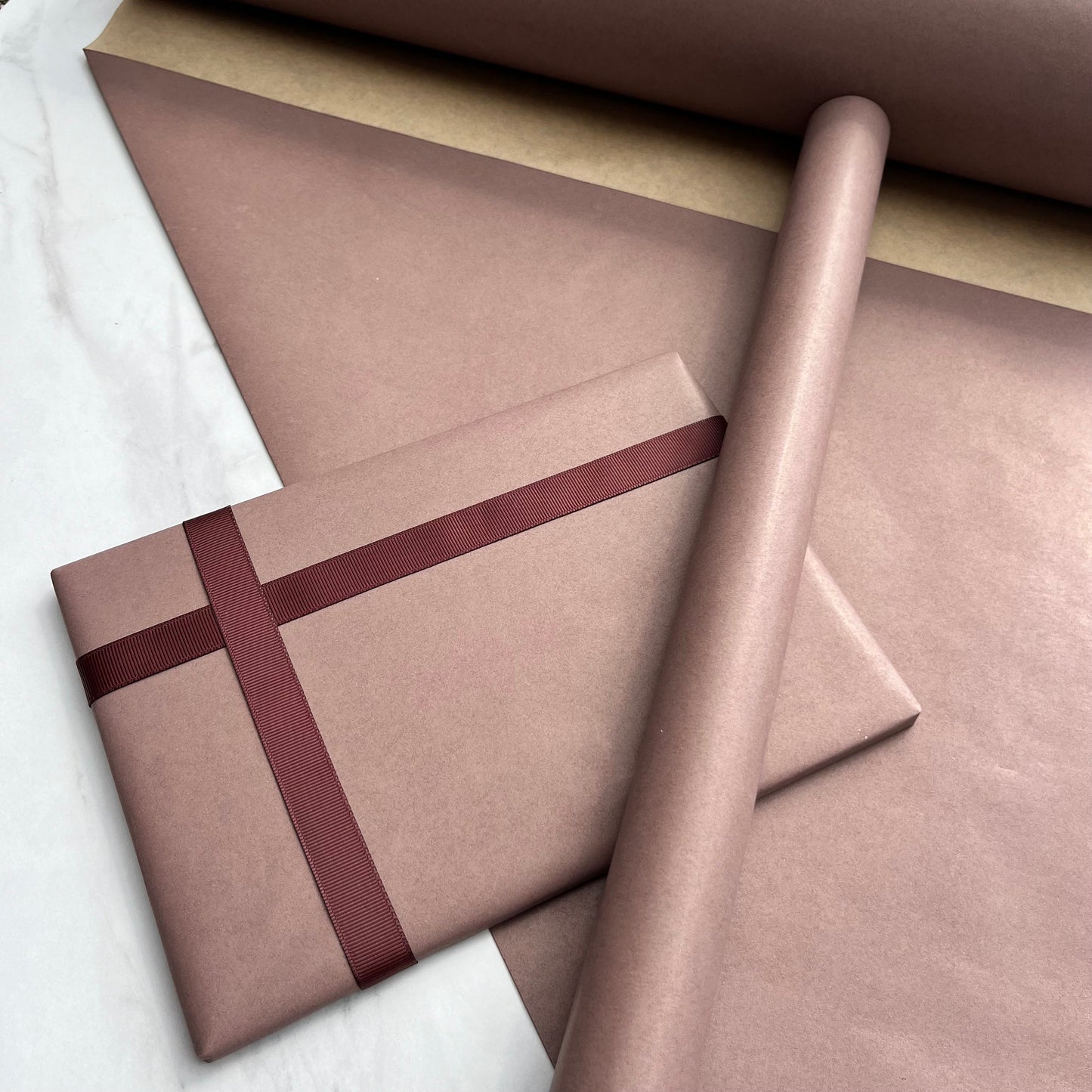 Meaningful Earth Brown Brick Grosgrain Ribbon 15mm width, Matching Hat Boxes and Wrapping Paper, Birthday Bows Decoration