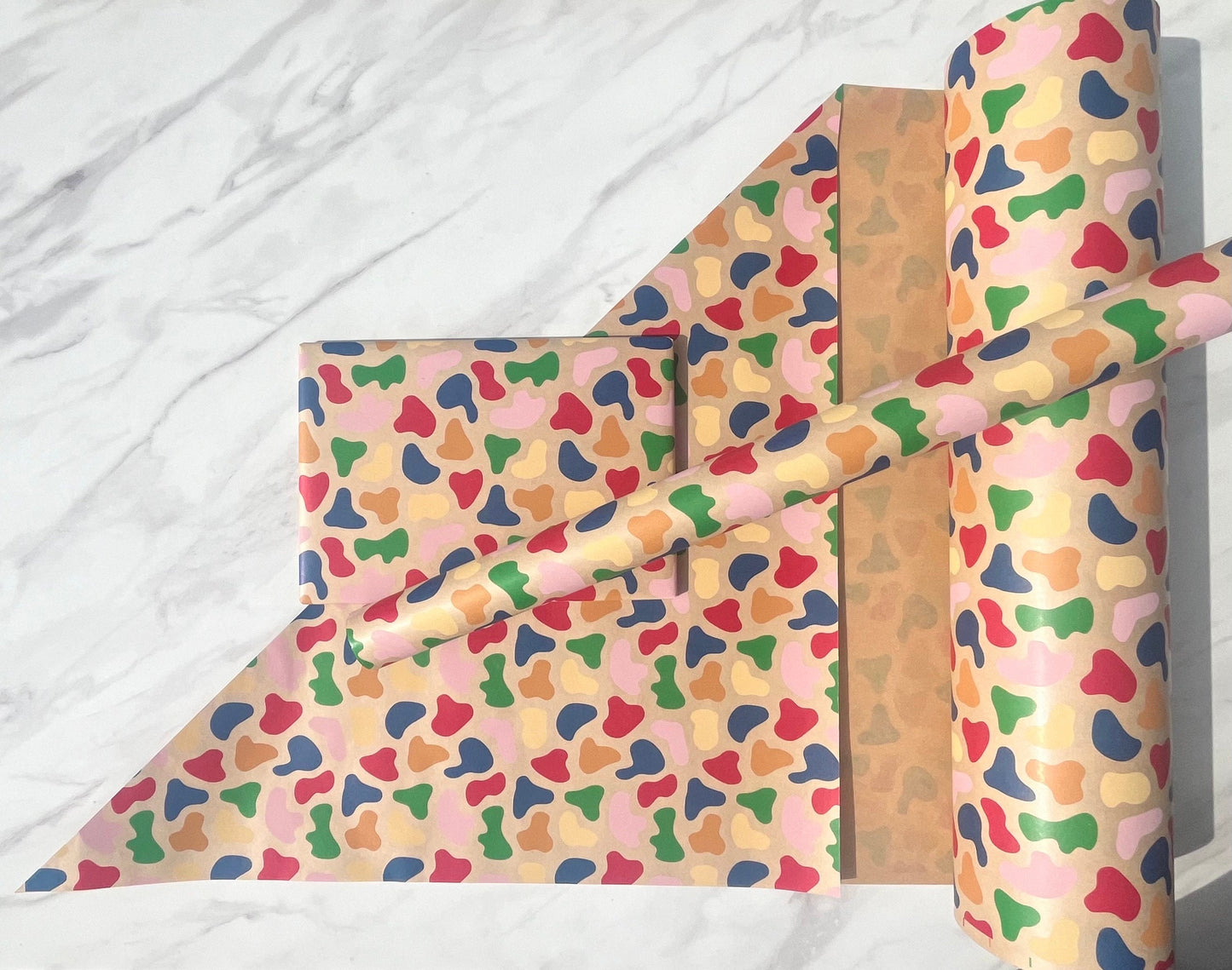 Wrapping Paper Frida Colourful 50CM Wide Eco Friendly, 100% Recycled Kraft | Recyclable, Sustainable, Plastic Free Gift Wrap