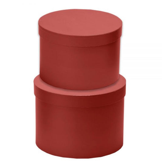 Hat Boxes (Set of 2) Red, Storage Hat Boxes With Lids, Water Resistant Satin Finish Lamination, Designer Flower Pot, Eco Friendly
