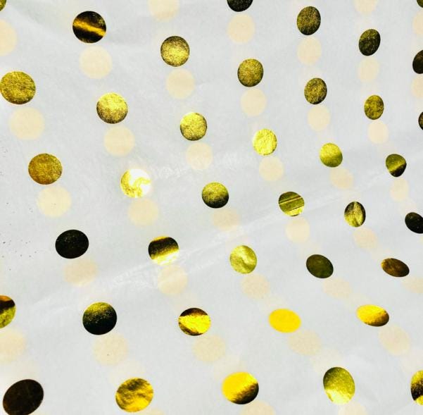 Tissue Paper Gold Foil Polka Dot Luxury Thick 18GSM Sheets Eco Friendly Full Size 75cm x 50cm 1-10 Sheets Folded