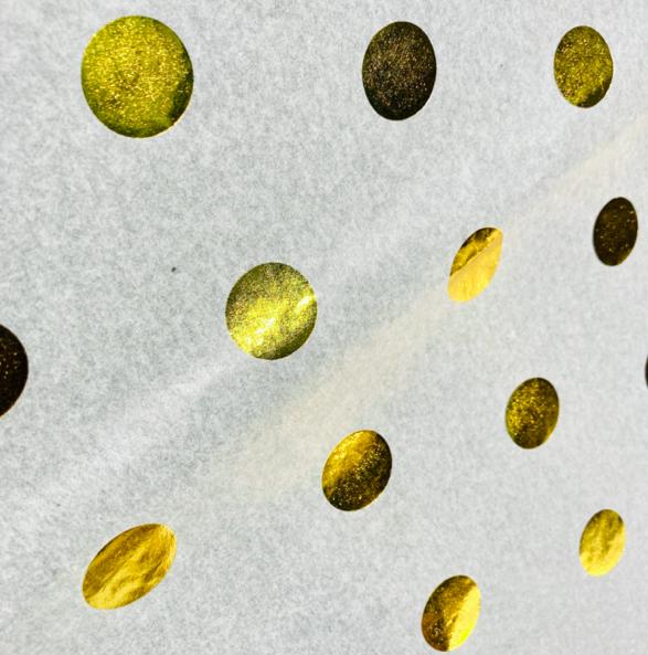 Tissue Paper Gold Foil Polka Dot Luxury Thick 18GSM Sheets Eco Friendly Full Size 75cm x 50cm 1-10 Sheets Folded