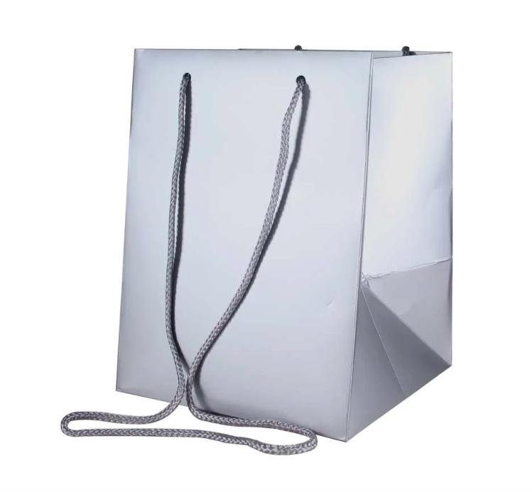 Premium Luxury Metallic Silver Paper Wedding Christmas Birthday Favour Hand Tie Gift Bags With Cotton Handles 19 x 19 x 25 cmPremium Luxury Metallic Silver Paper Wedding Christmas Birthday Favour Hand Tie Gift Bags With Cotton Handles 19 x 19 x 25 cm