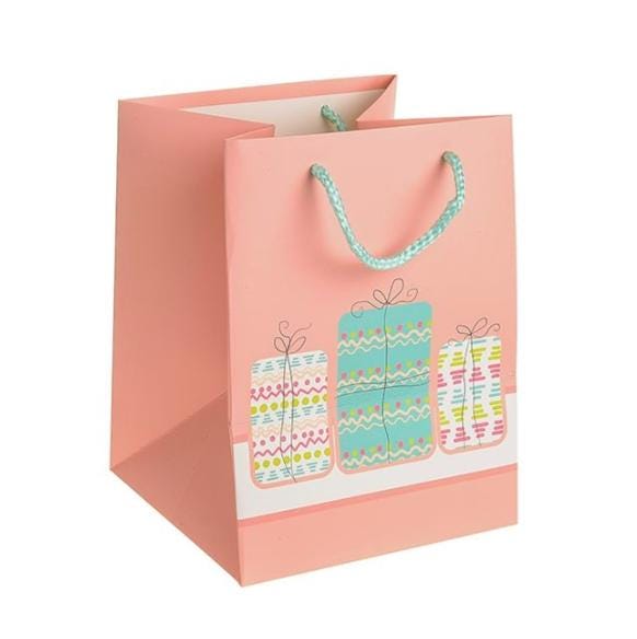 Premium Luxury Pink Presents Paper Wedding Christmas Birthday Favour Hand Tie Gift Bags With Cotton Handles 19 x 19 x 25 cm