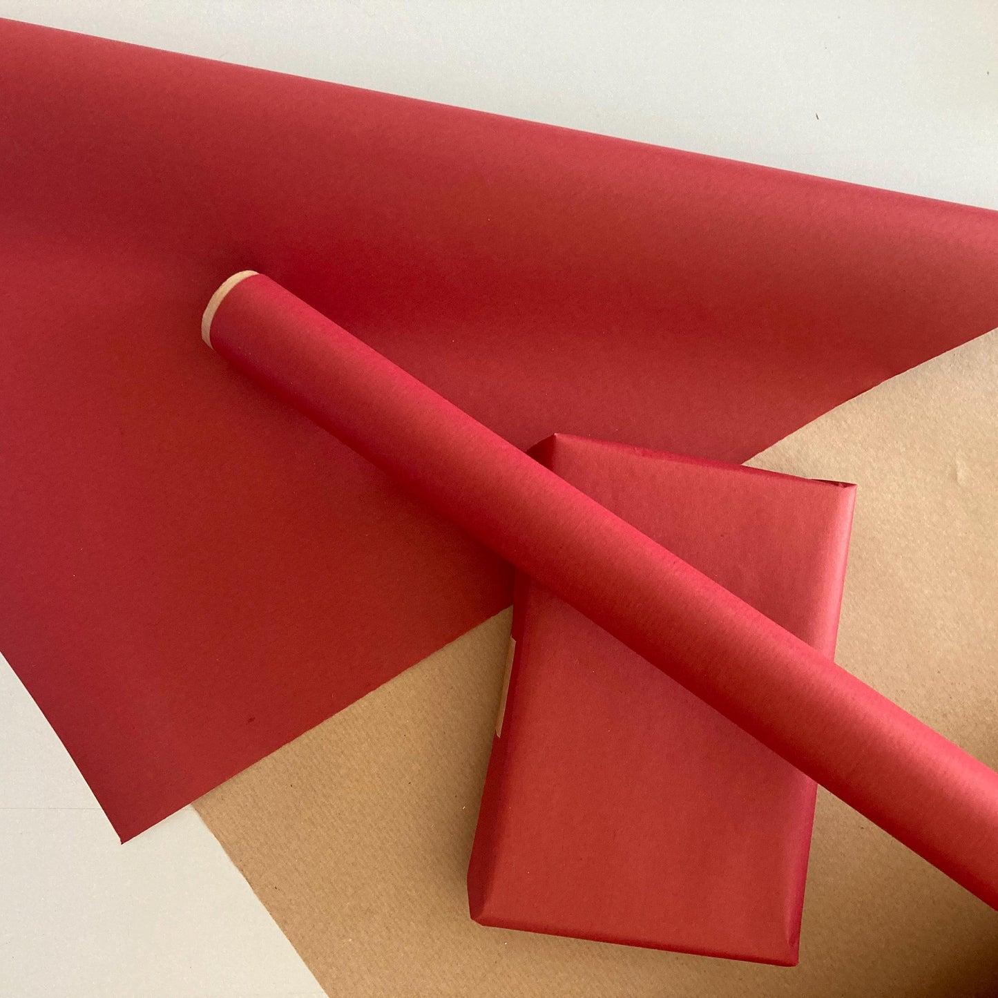Christmas Wrapping Paper Red Green & Gold 50cm Wide, Luxury Eco Friendly Recycled Kraft