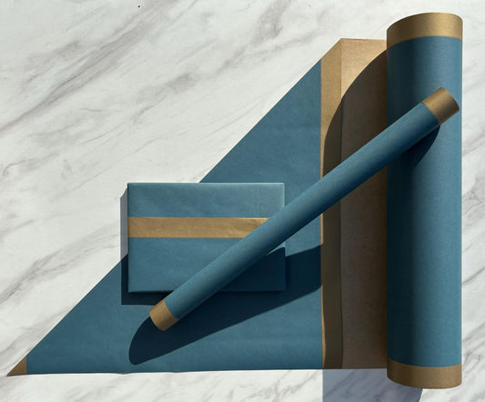Wrapping Paper Forest Blue 50CM Wide Eco Friendly, 100% Recycled Kraft | Recyclable, Sustainable, Plastic Free Gift Wrap