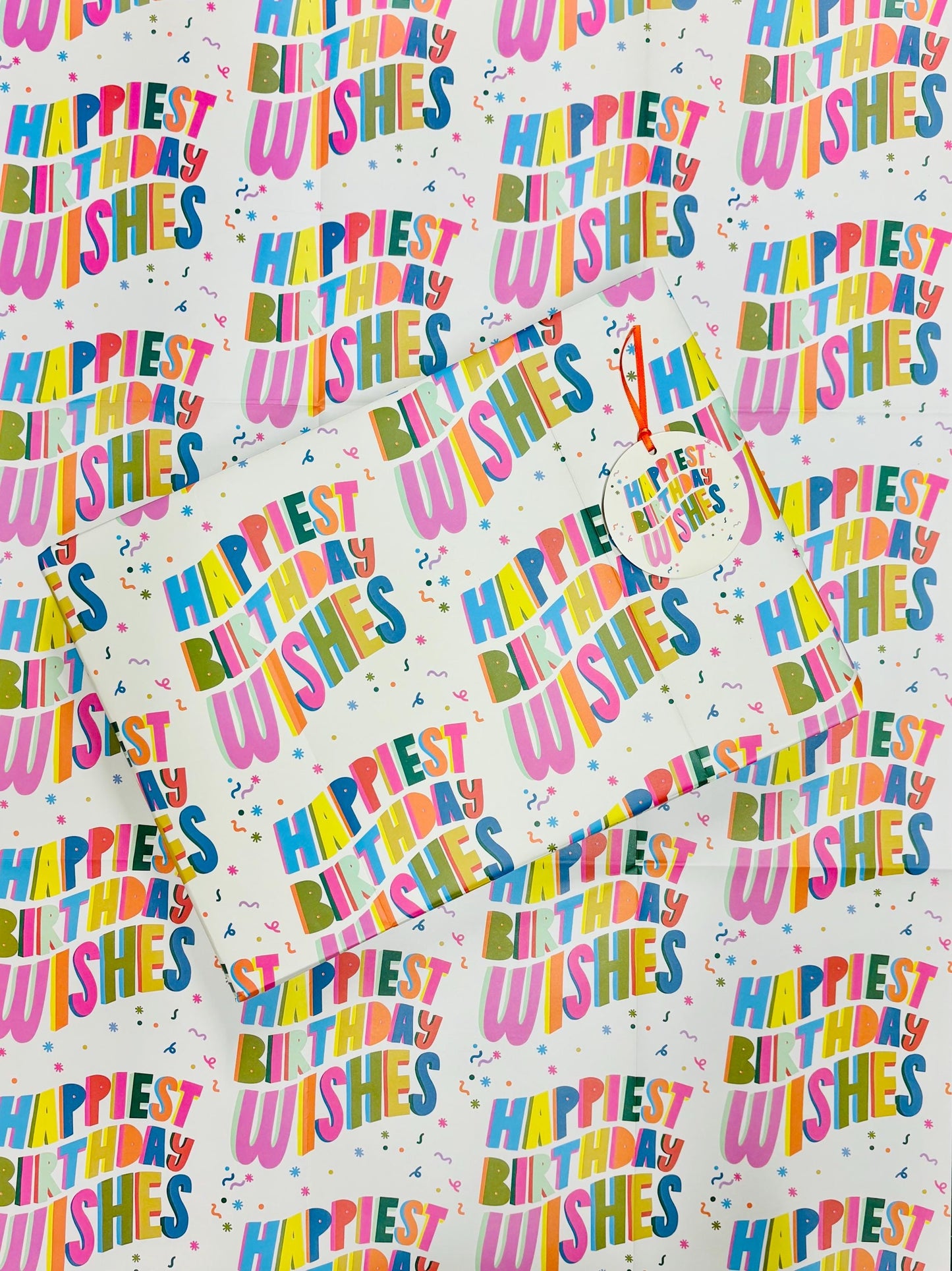Raspberry Blossom Happy Birthday Flat Wrap Gift Wrapping Paper With Tags 2 sheets 50 x 70 cm