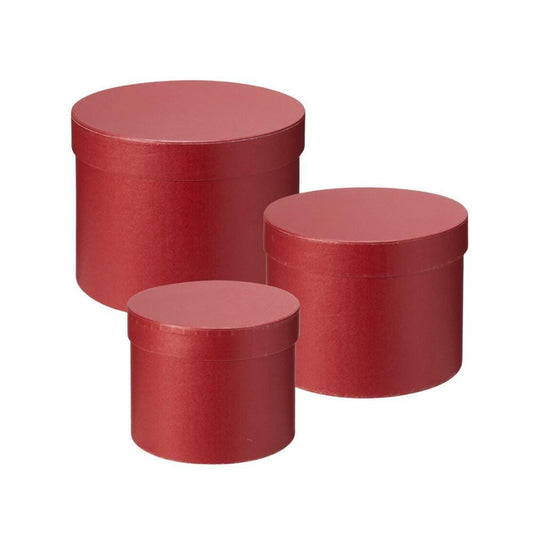 Hat Boxes Set Of 3 Round Storage Boxes, Valentines Red, Designer Flower Pot, Eco Friendly,