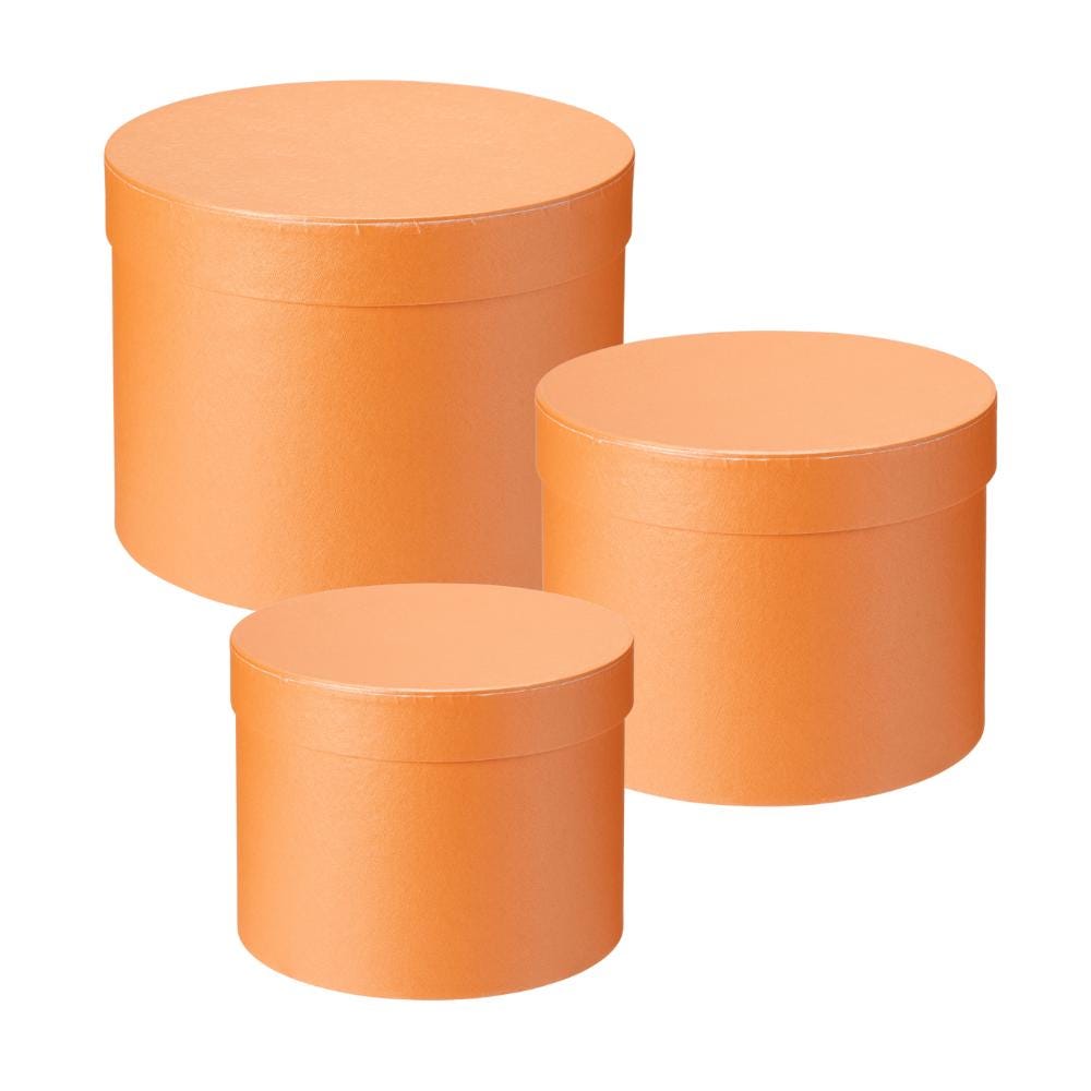 Hat Boxes Set Of 3 Round Storage Boxes, Peach, Designer Flower Pot, Eco Friendly,