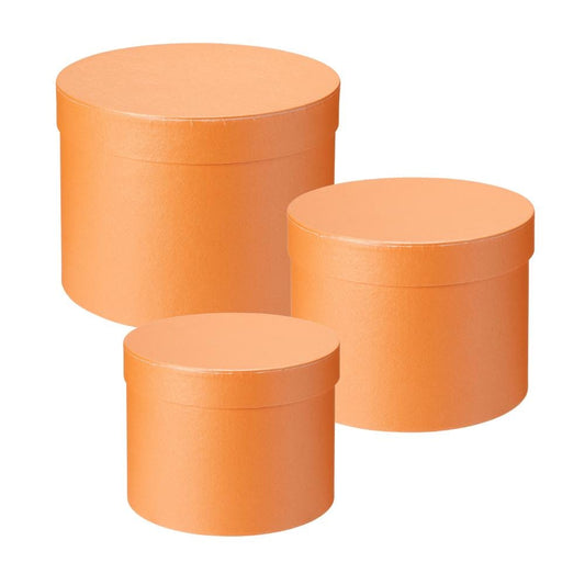 Hat Boxes Set Of 3 Round Storage Boxes, Peach, Designer Flower Pot, Eco Friendly,