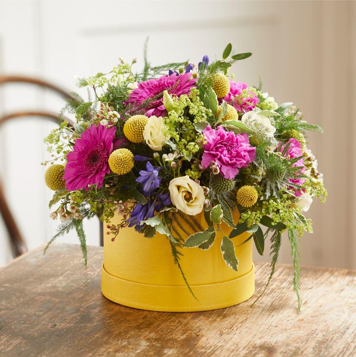 Hat Boxes Set Of 3 Round Storage Boxes, Yellow, Designer Flower Pot, Eco Friendly,