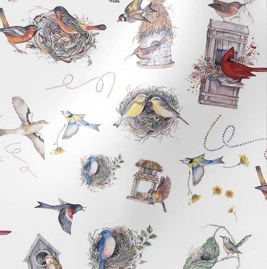 Tissue Paper Birds Nests And Boxes Print Luxury Thick 18GSM Sheets Eco Friendly Full Size 75cm x 50cm 1-10 Sheets Folded