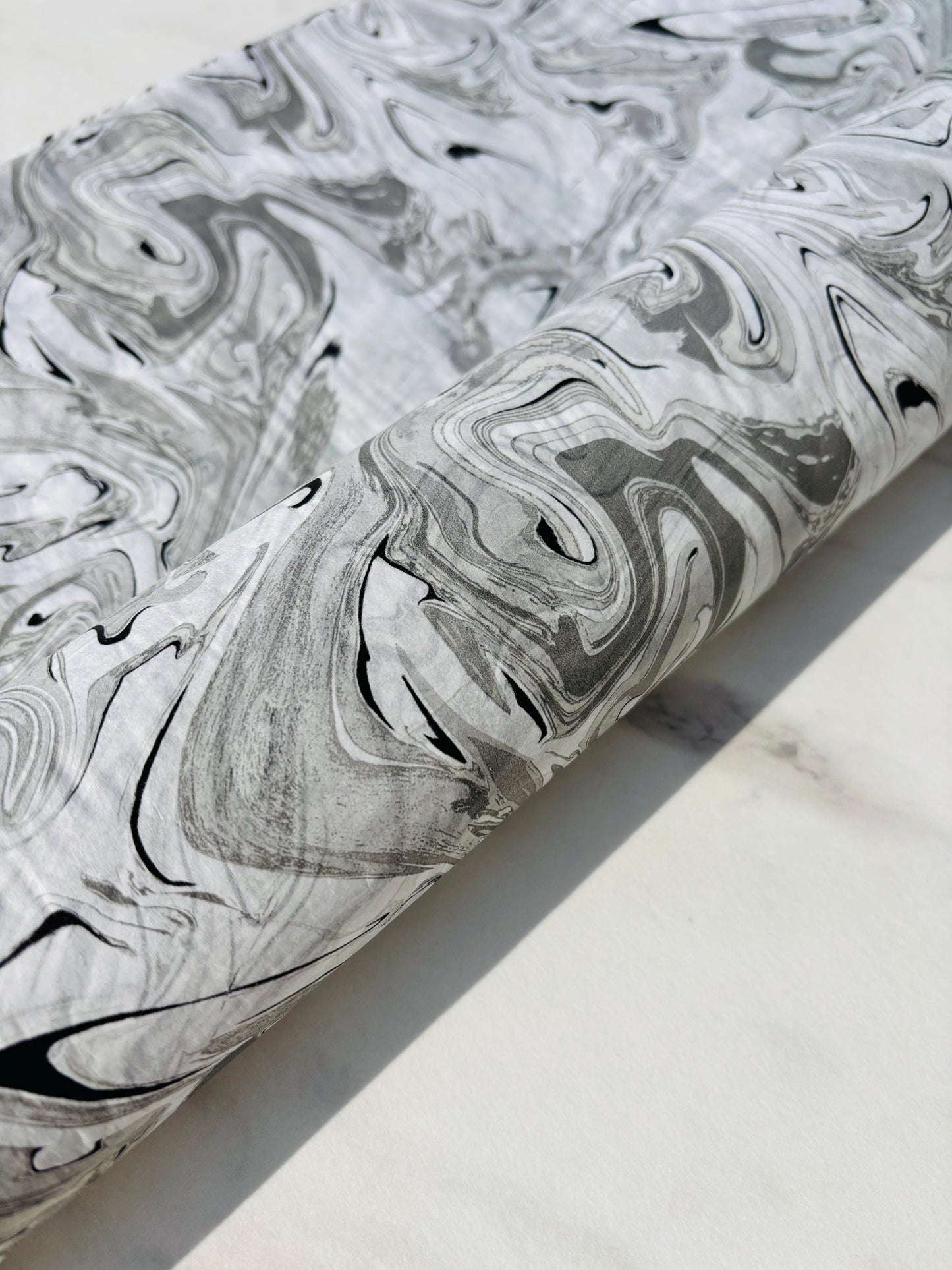 Tissue Paper Black And White Marble Print Luxury Thick 18GSM Sheets Eco Friendly Full Size 75cm x 50cm 1-10 Sheets Folded
