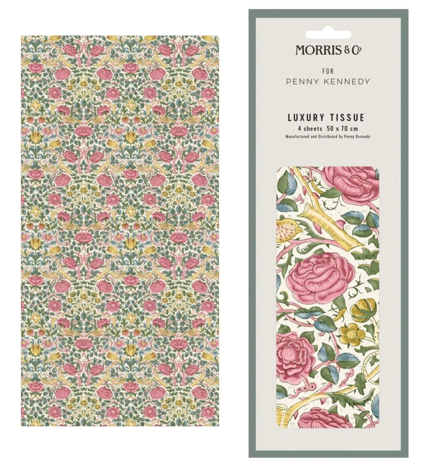 Tissue Paper Morris & Co Rose Spring Green Tissue Wrapping Paper 4 sheets 50 x 70 cm