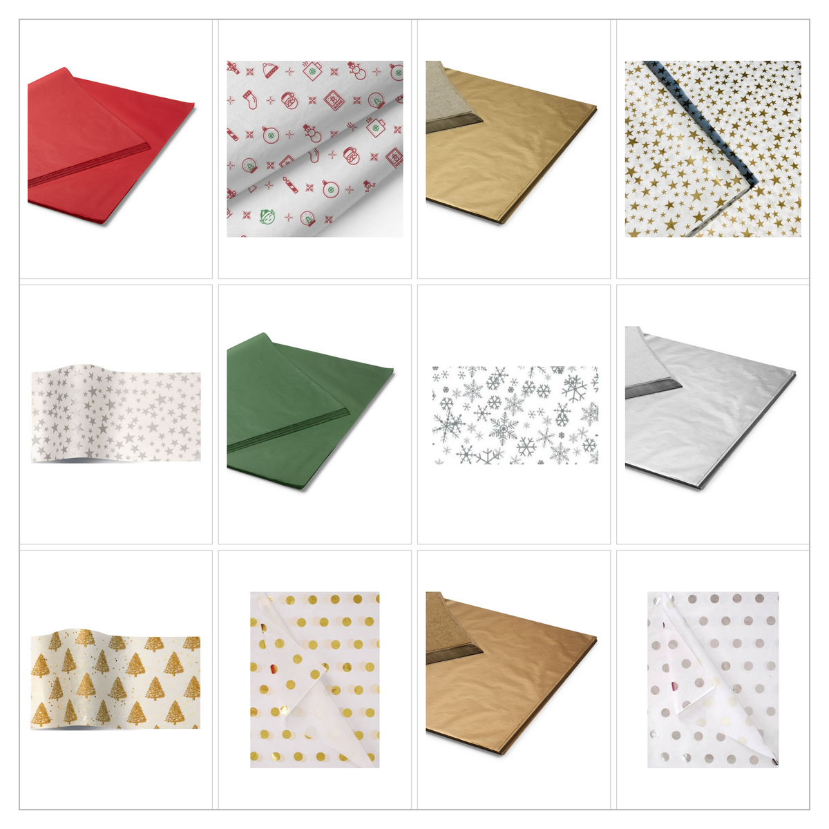 PurpleRama Christmas tissue paper collection in 12 festive designs
