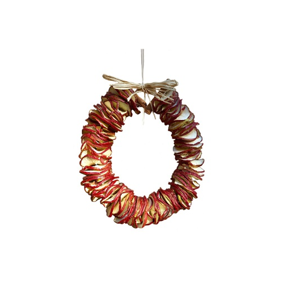 Red Apple Slices natural dried fruit wreath with raffia