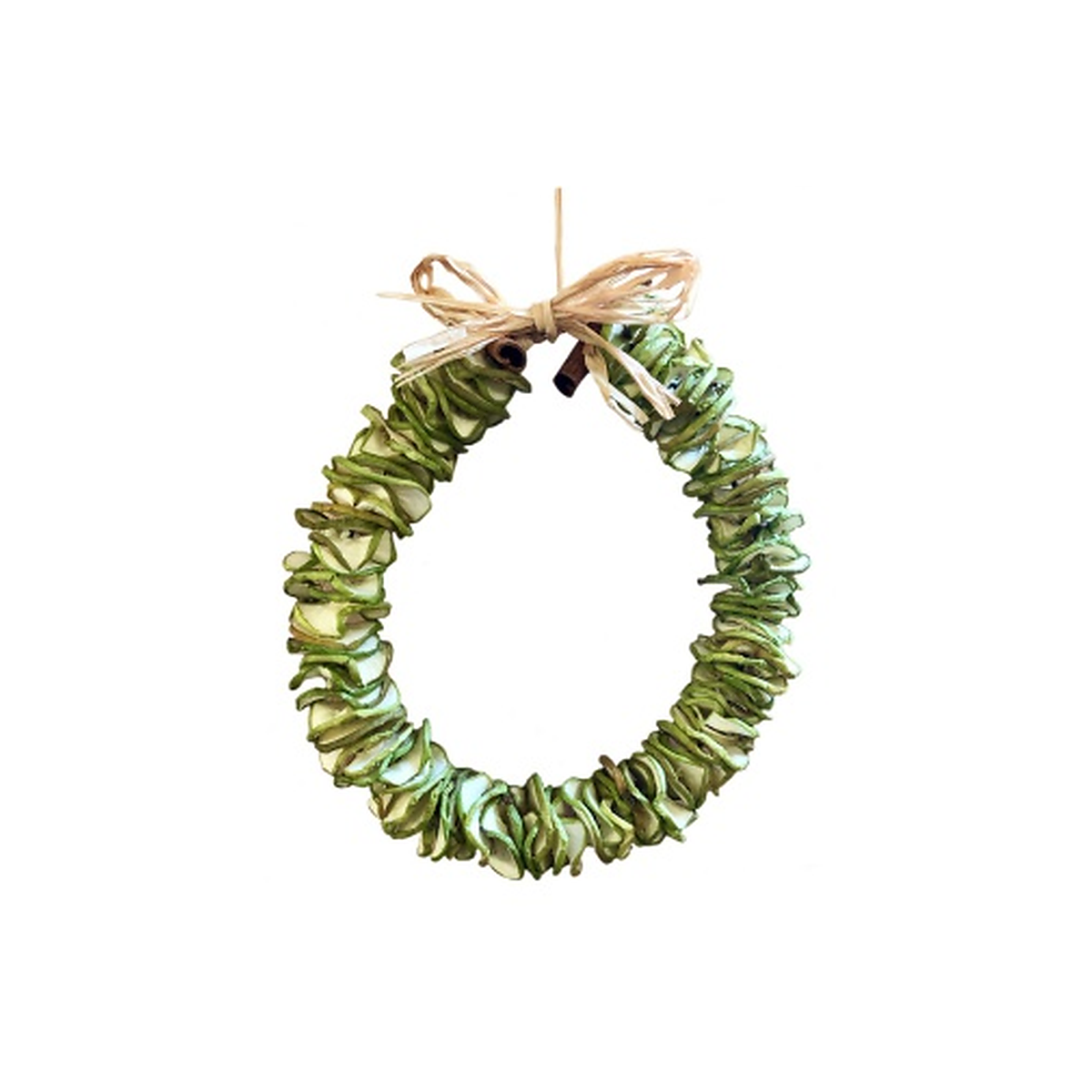 Green Apple Slices natural dried fruit wreath with raffia