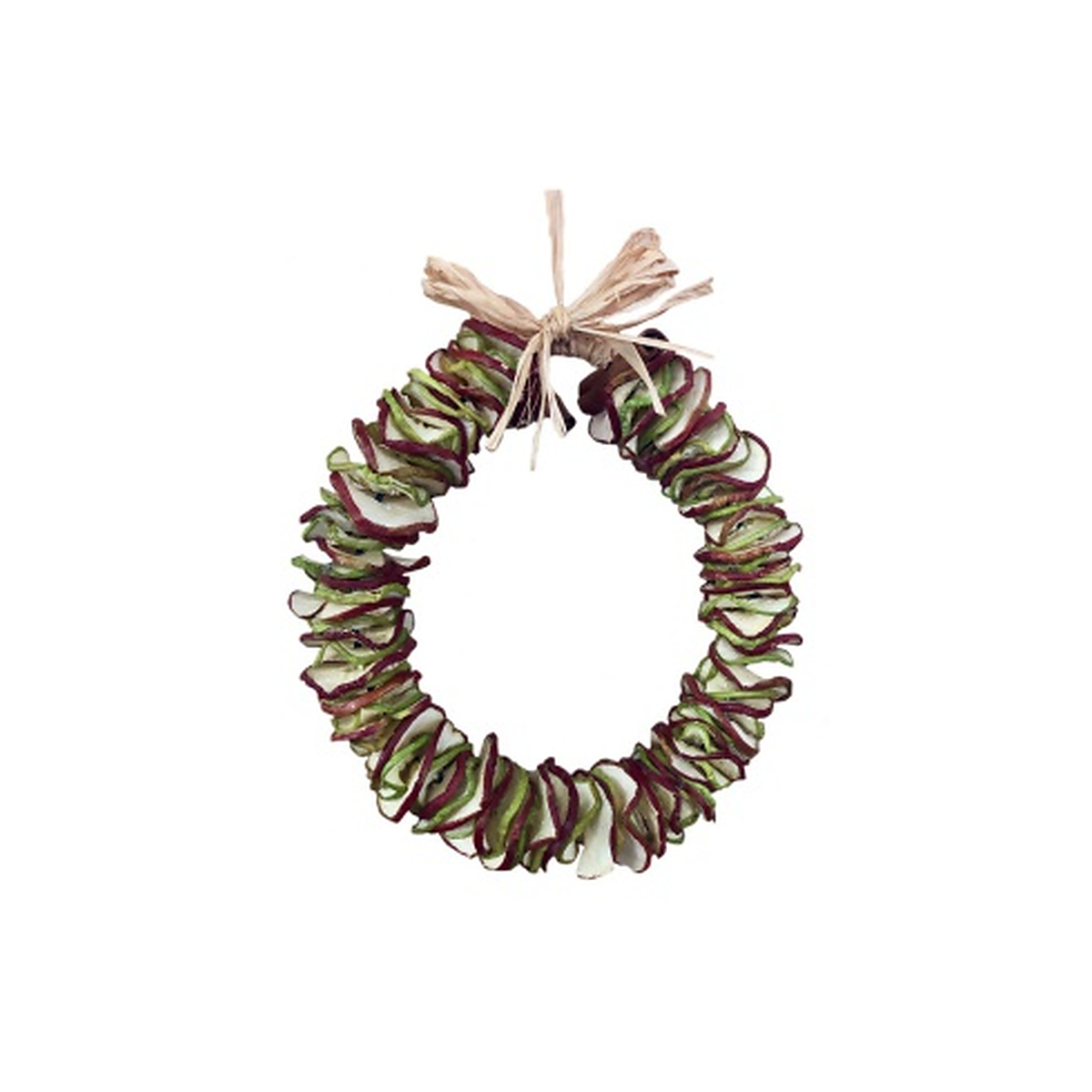 Mixed Apple Slices natural dried fruit wreath with raffia