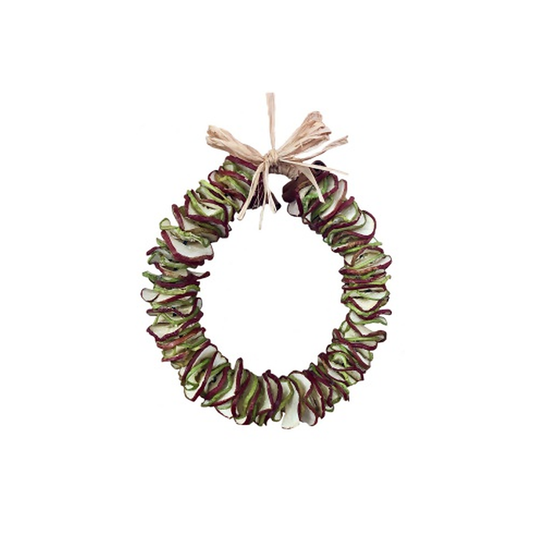 Mixed Apple Slices natural dried fruit wreath with raffia