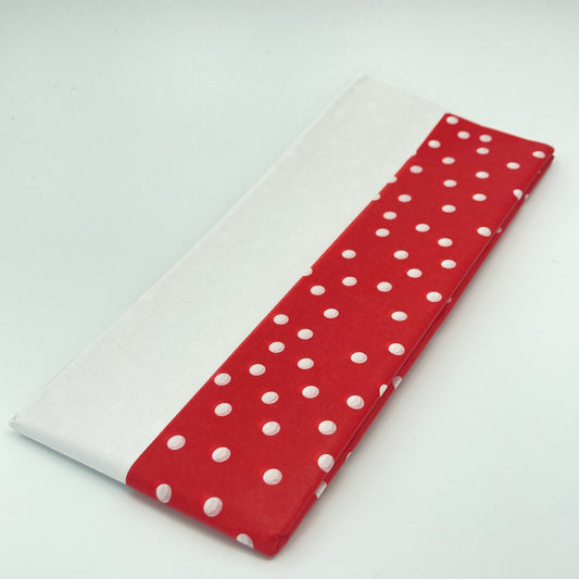 White Polka Dot On Red Tissue Paper Sheets-Perfect for Birthdays-Mother's Day-Easter-New Born Gift Wrap-Luxury Tissue Paper Sheets.