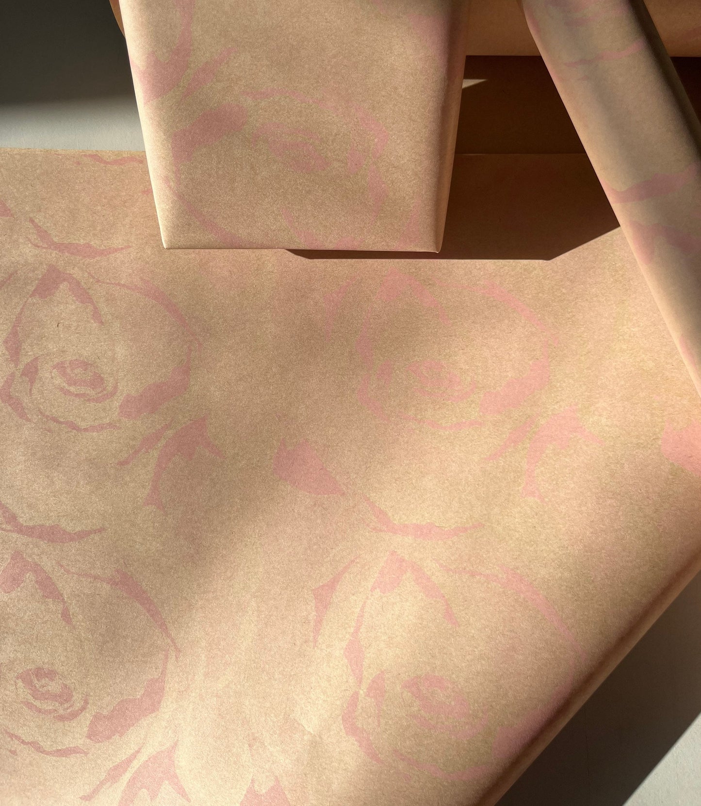 Wrapping Paper Baby Pink Rose 50CM Wide Eco Friendly, 100% Recycled Kraft | Recyclable, Sustainable, Plastic Free Gift Wrap