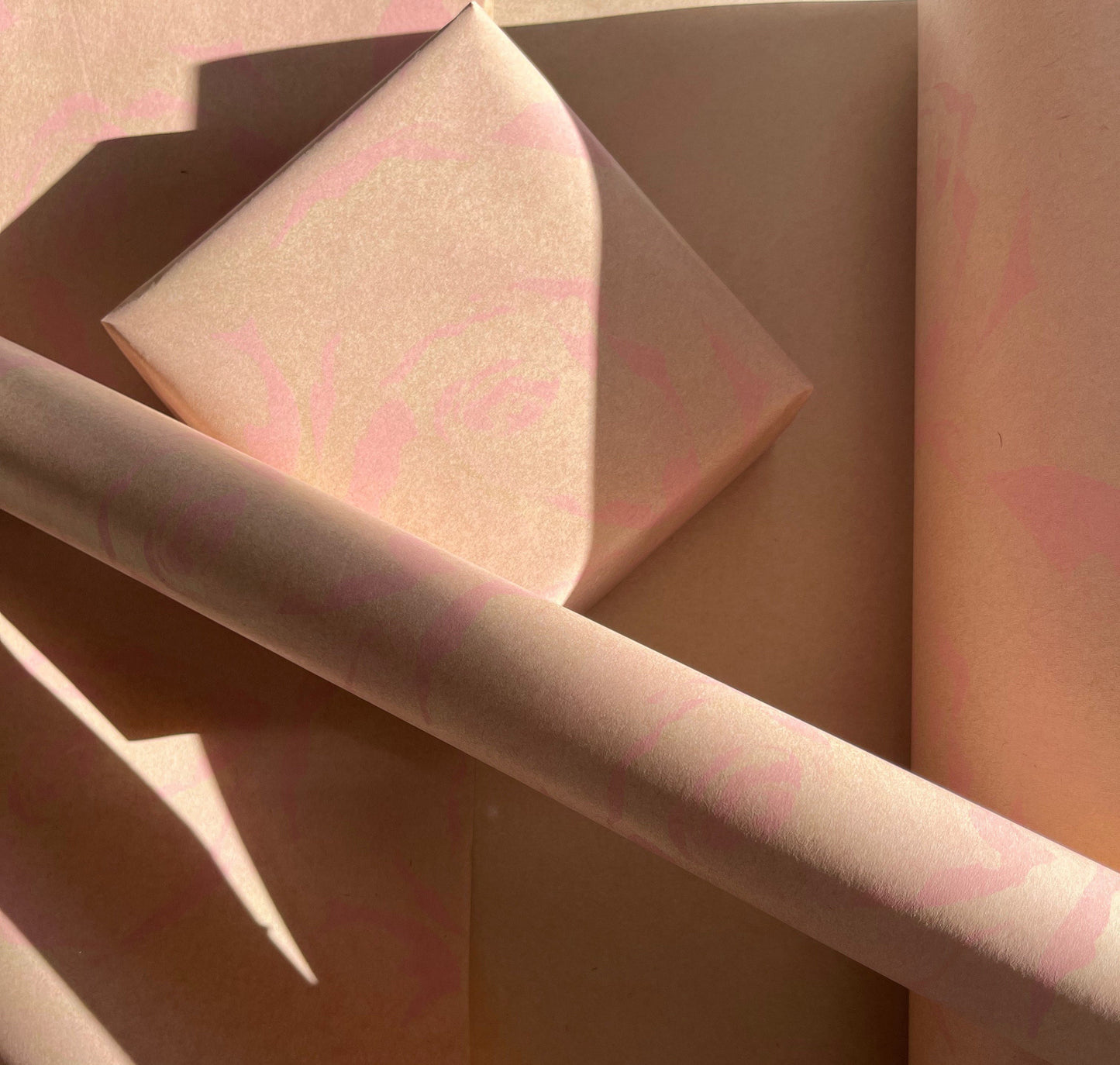 Wrapping Paper Baby Pink Rose 50CM Wide Eco Friendly, 100% Recycled Kraft | Recyclable, Sustainable, Plastic Free Gift Wrap
