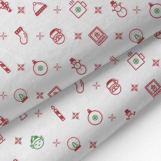 Christmas Print Eco Friendly Tissue Paper, 100% Recycled & Recyclable, Santa Print, Xmas Tissue Paper, Luxury Snowman Printed Tissue Paper