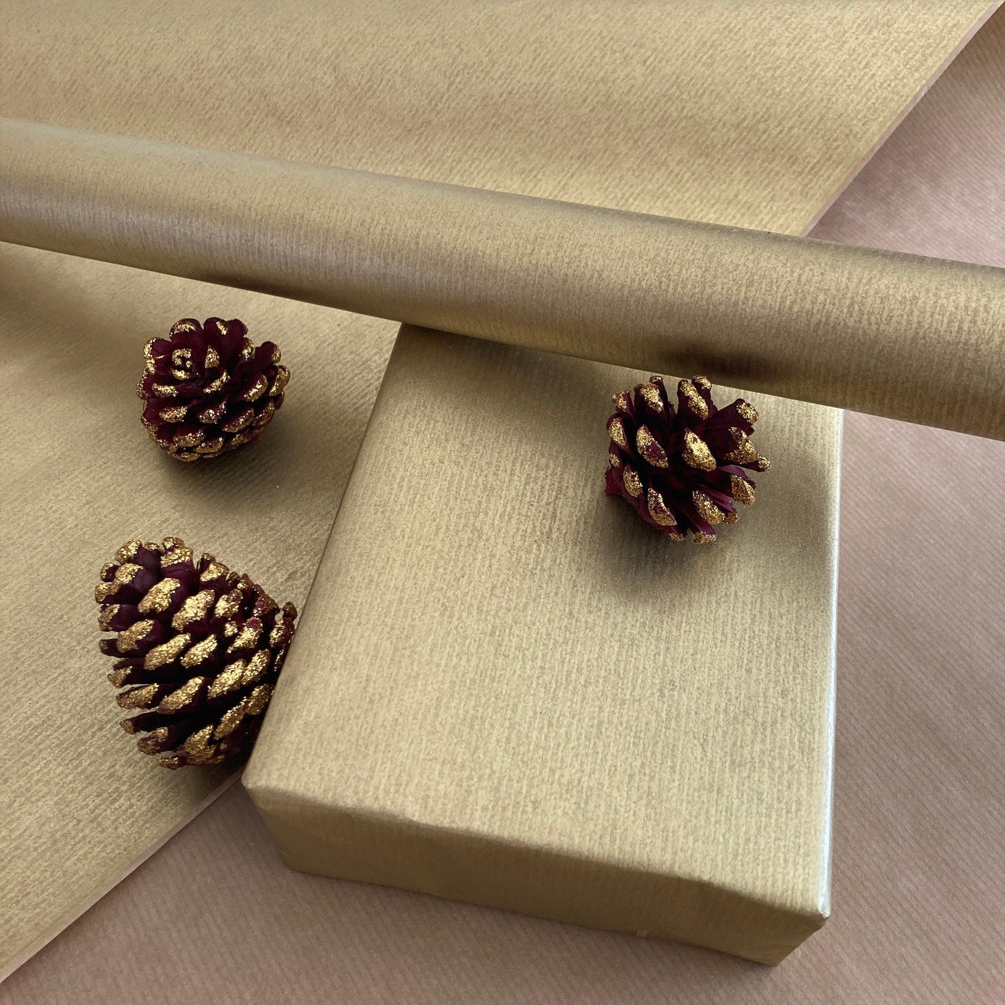 Christmas Gold Ribbed Gift Wrapping Paper, Eco Friendly, 100% Recycled & Recyclable, Kraft Gift Wrap 0.5Metres to 20Metres  Folded or Rolled