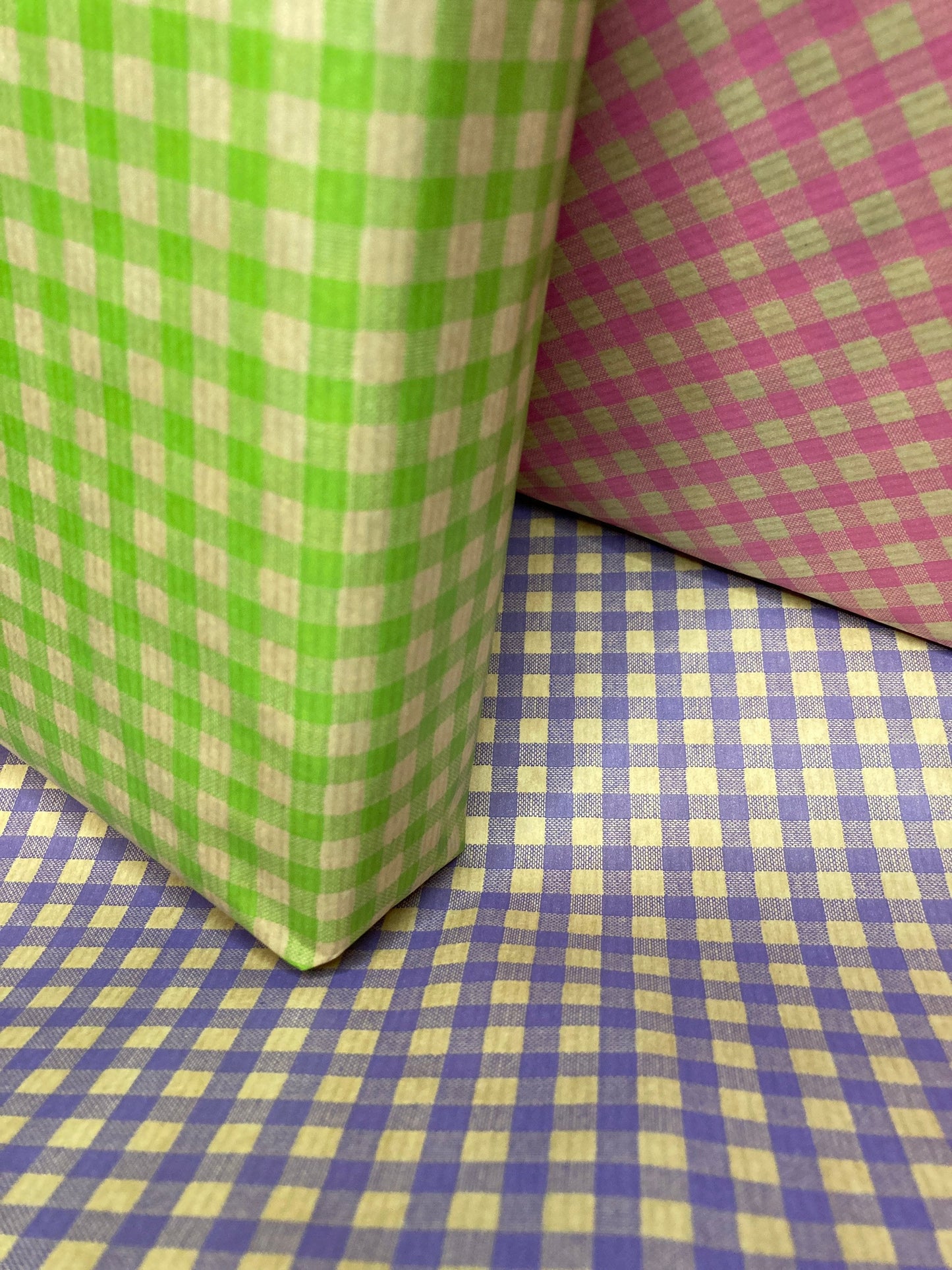 Wrapping Paper Lilac Purple Gingham Check 50CM Wide Eco Friendly, 100% Recycled Kraft | Recyclable, Sustainable, Plastic Free Gift Wrap