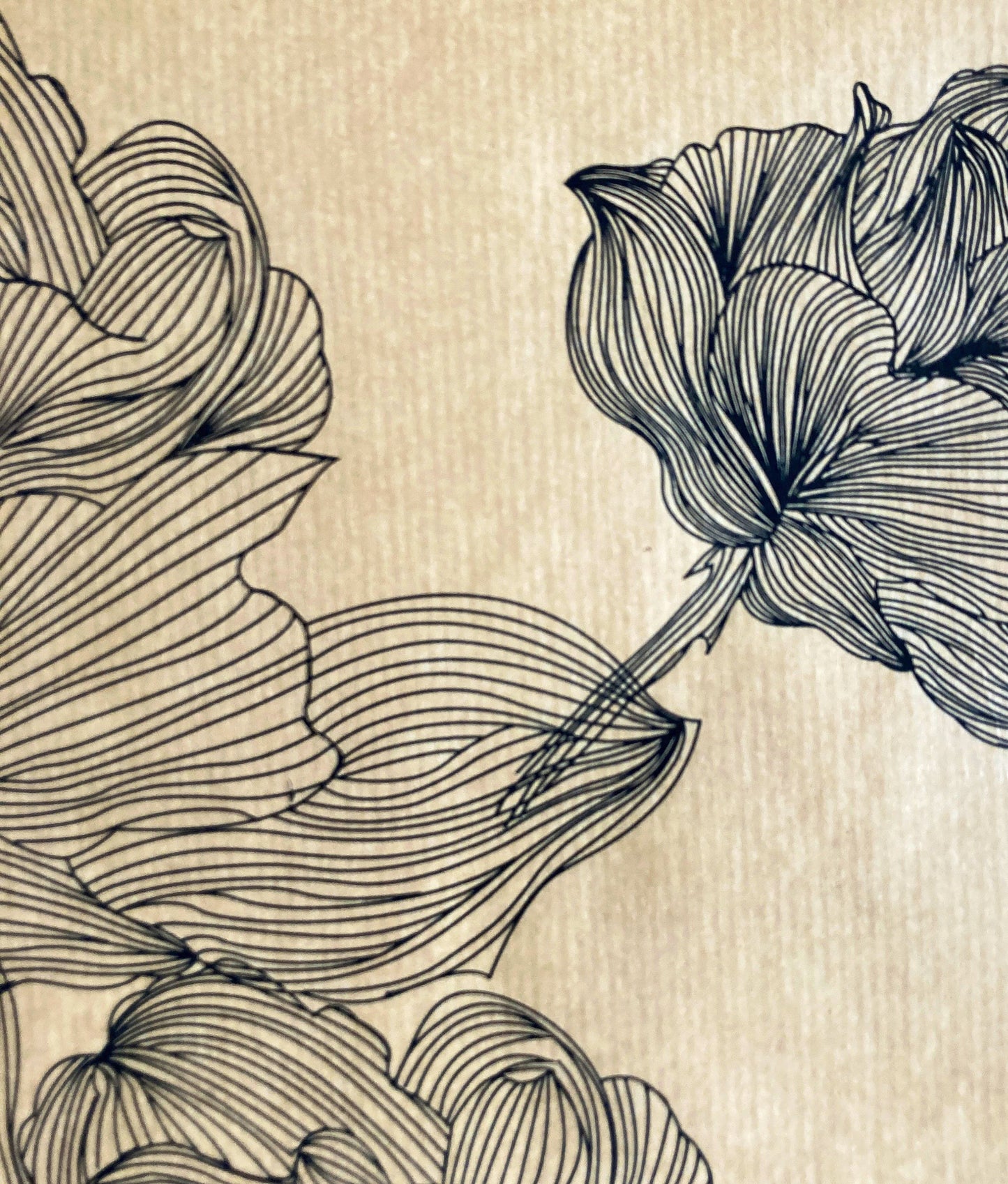 Wrapping Paper Black Floral Print 50CM Wide Eco Friendly, 100% Recycled Kraft | Recyclable, Sustainable, Plastic Free Gift Wrap