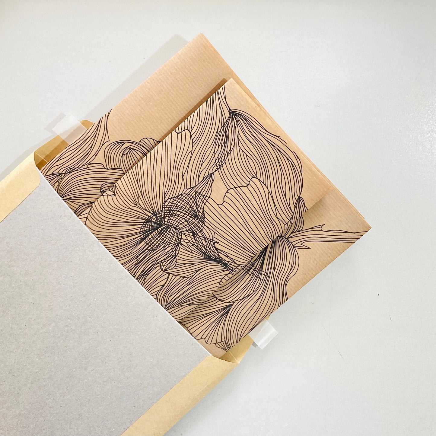 Wrapping Paper Black Floral Print 50CM Wide Eco Friendly, 100% Recycled Kraft | Recyclable, Sustainable, Plastic Free Gift Wrap