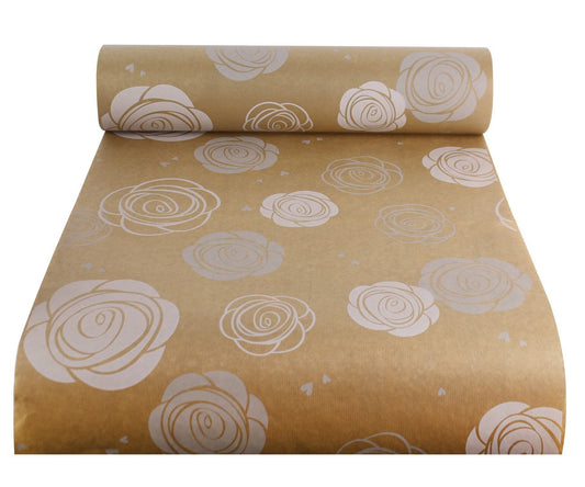 Wrapping Paper White Grey Rose 50CM Wide Eco Friendly, 100% Recycled Kraft | Recyclable, Sustainable, Plastic Free Gift Wrap