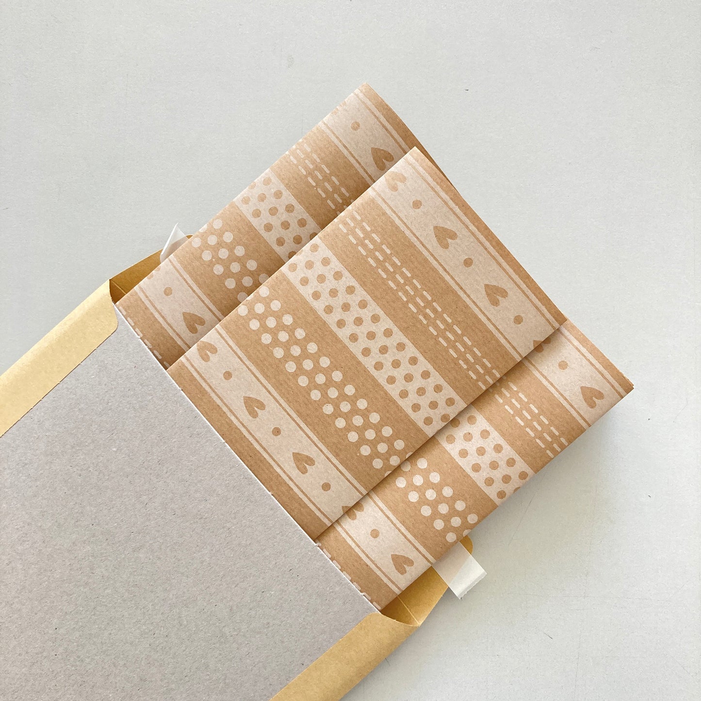 Wrapping Paper White Hearts Stripes 50CM Wide Eco Friendly, 100% Recycled Kraft | Recyclable, Sustainable, Plastic Free Gift Wrap