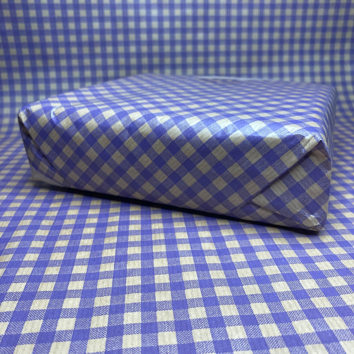 Wrapping Paper Lilac Purple Gingham Check 50CM Wide Eco Friendly, 100% Recycled Kraft | Recyclable, Sustainable, Plastic Free Gift Wrap