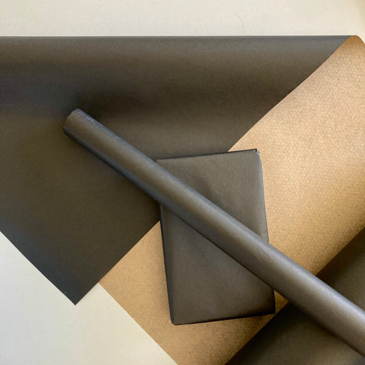 Wrapping Paper Black 50CM Wide Eco Friendly, 100% Recycled Kraft | Recyclable, Sustainable, Plastic Free Gift Wrap
