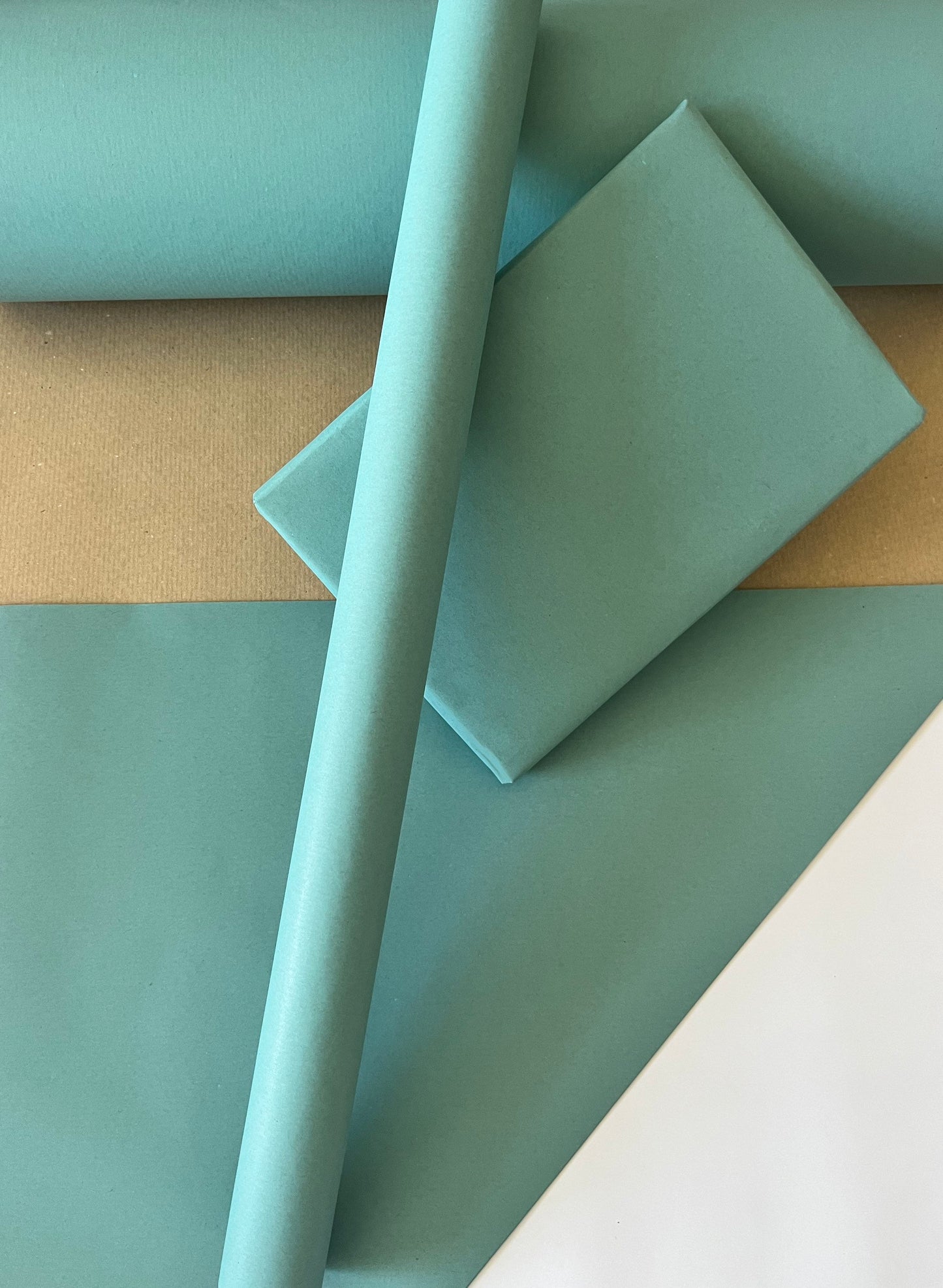 Wrapping Paper Turquoise Blue 50CM Wide Eco Friendly, 100% Recycled Kraft | Recyclable, Sustainable, Plastic Free Gift Wrap