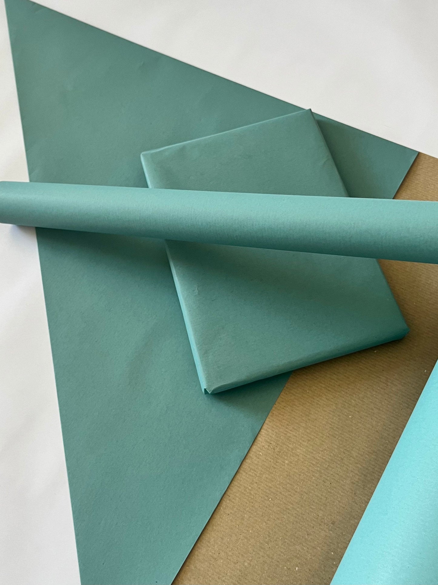 Wrapping Paper Turquoise Blue 50CM Wide Eco Friendly, 100% Recycled Kraft | Recyclable, Sustainable, Plastic Free Gift Wrap
