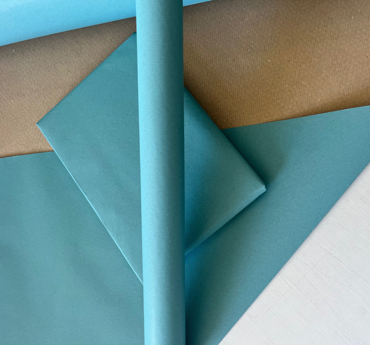 Wrapping Paper Turquoise Blue 50CM Wide Eco Friendly, 100% Recycled Kraft | Recyclable, Sustainable, Plastic Free Gift Wrap