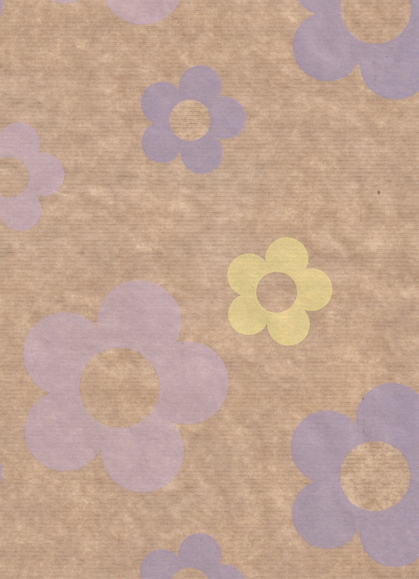 Wrapping Paper Purple Yellow Lilac Floral 50CM Wide Eco Friendly, 100% Recycled Kraft | Recyclable, Sustainable, Plastic Free Gift Wrap