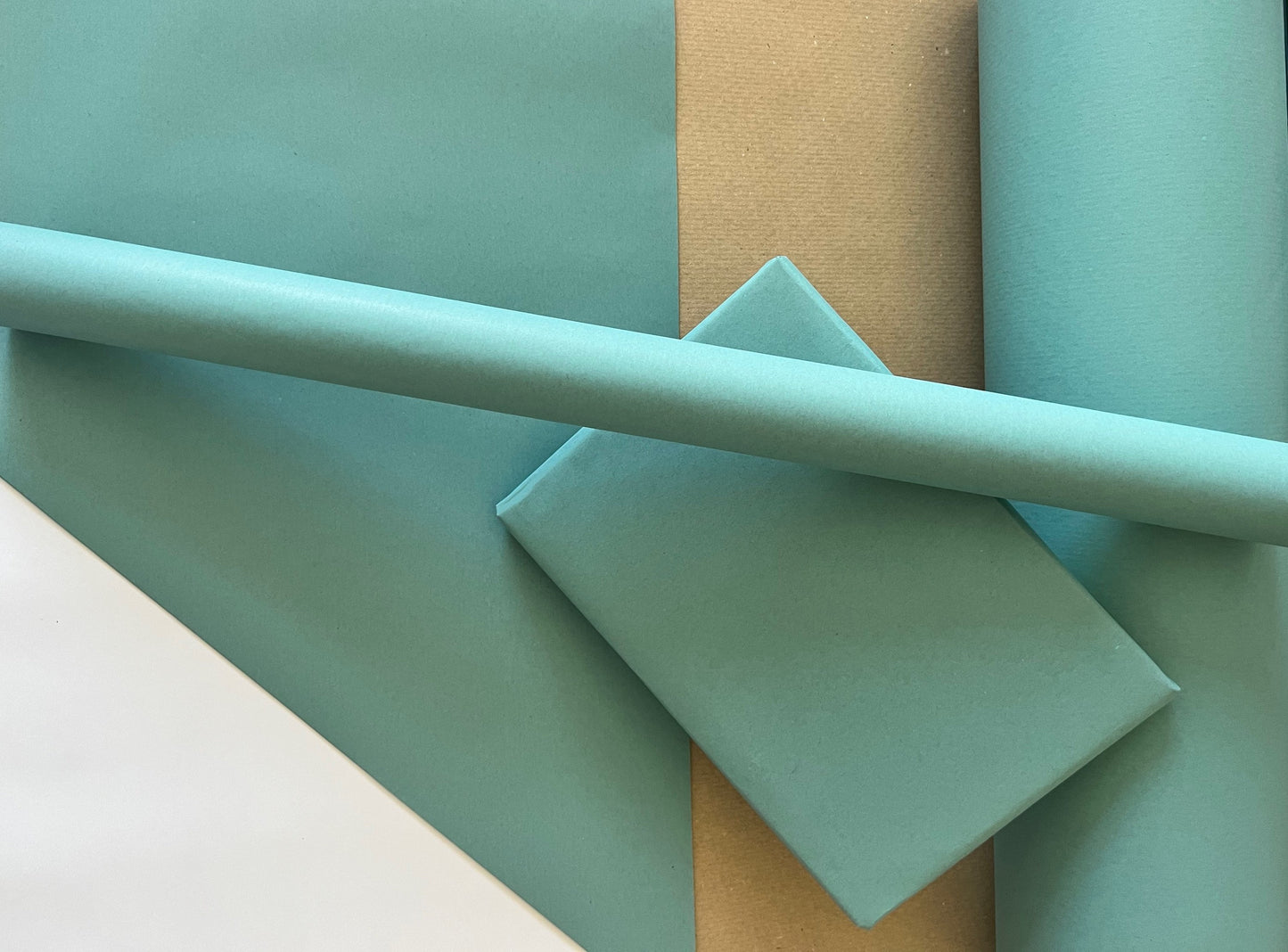 Wrapping Paper Turquoise Blue 50CM Wide Eco Friendly, 100% Recycled Kraft | Recyclable, Sustainable, Plastic Free Gift Wrap