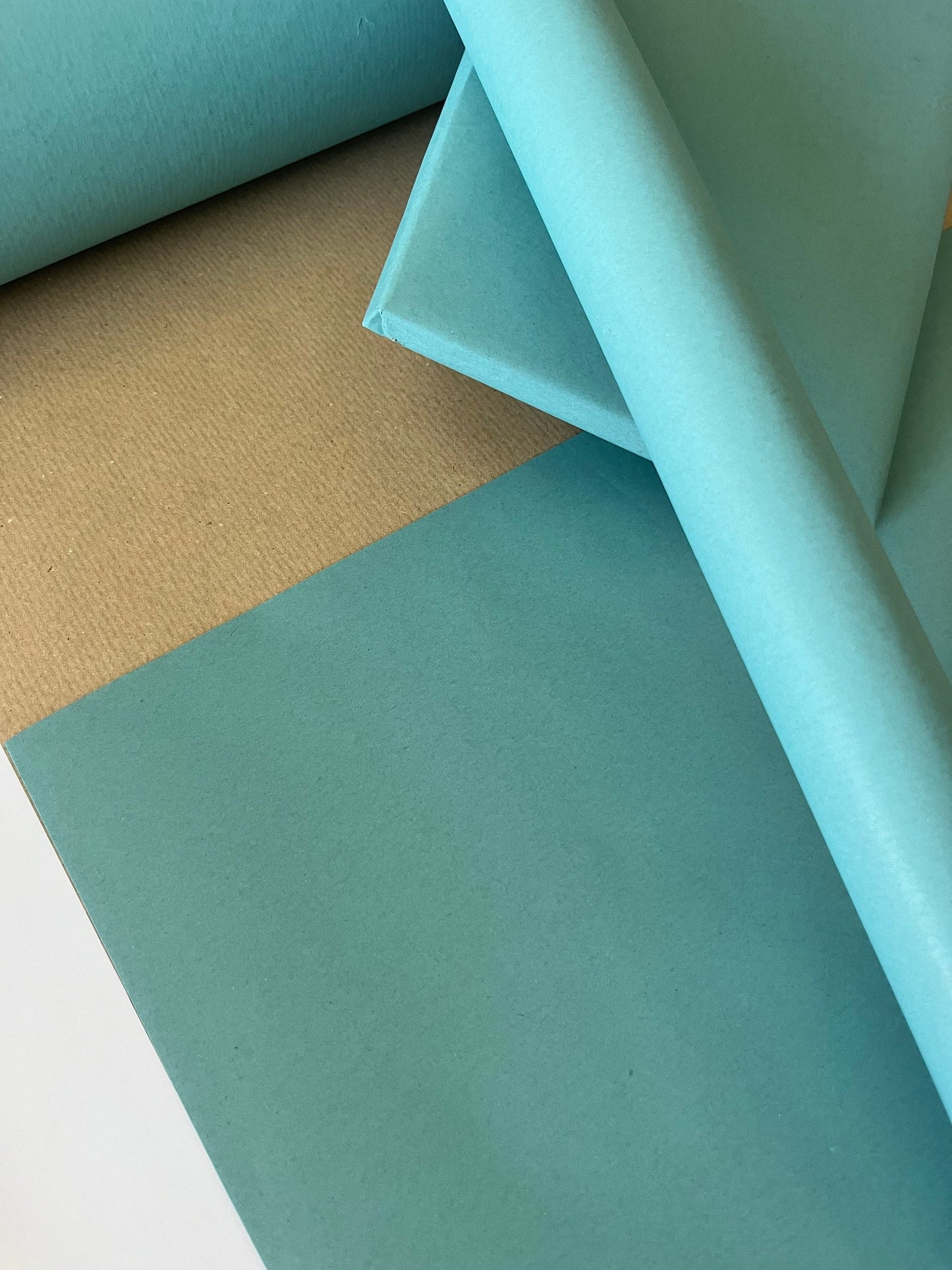 Wrapping Paper Turquoise Blue 50CM Wide Eco Friendly, 100% Recycled Kraft | Recyclable, Sustainable, Plastic Free Gift Wrap
