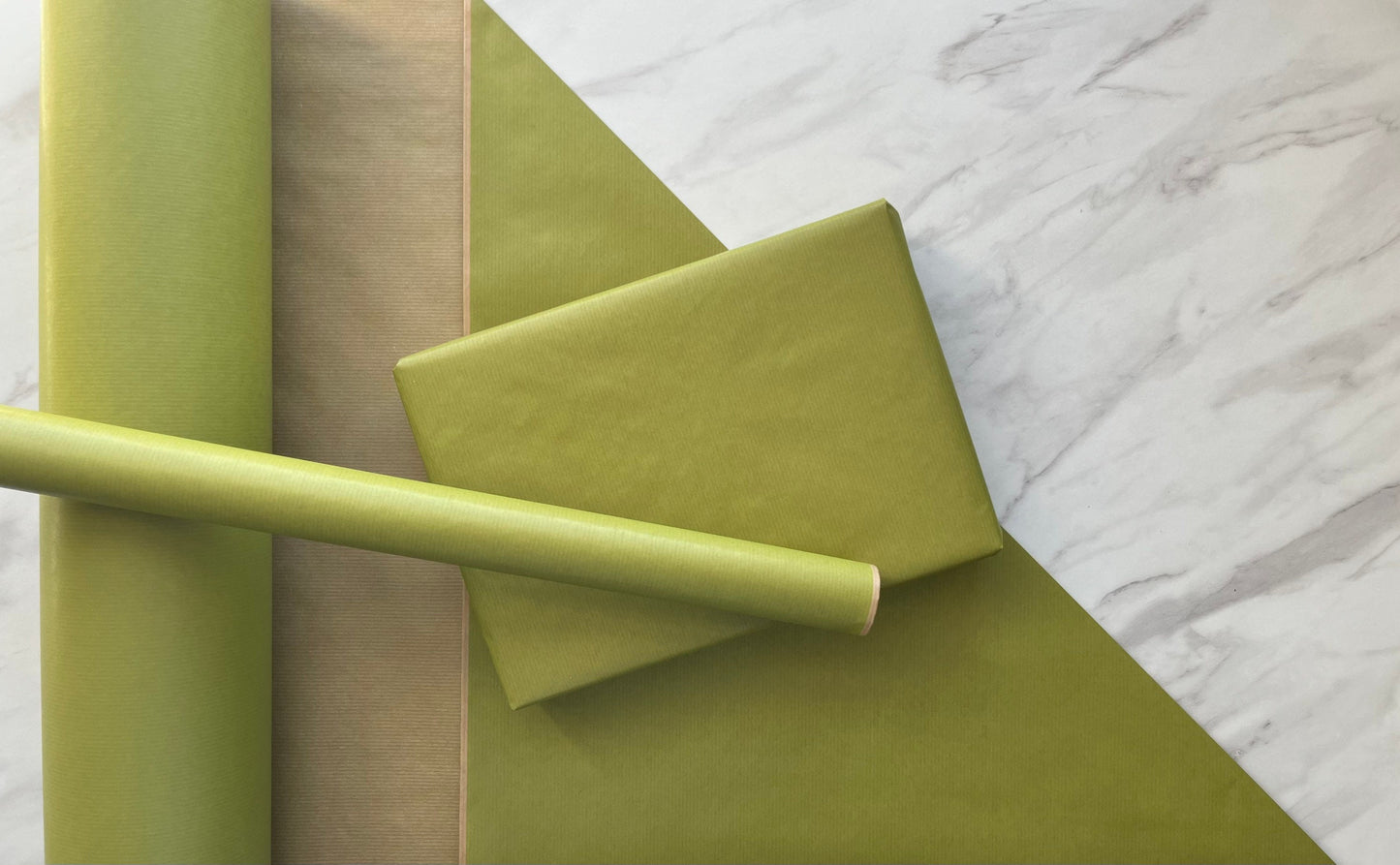 Wrapping Paper Olive Green 50CM Wide Eco Friendly, 100% Recycled Kraft | Recyclable, Sustainable, Plastic Free Gift Wrap