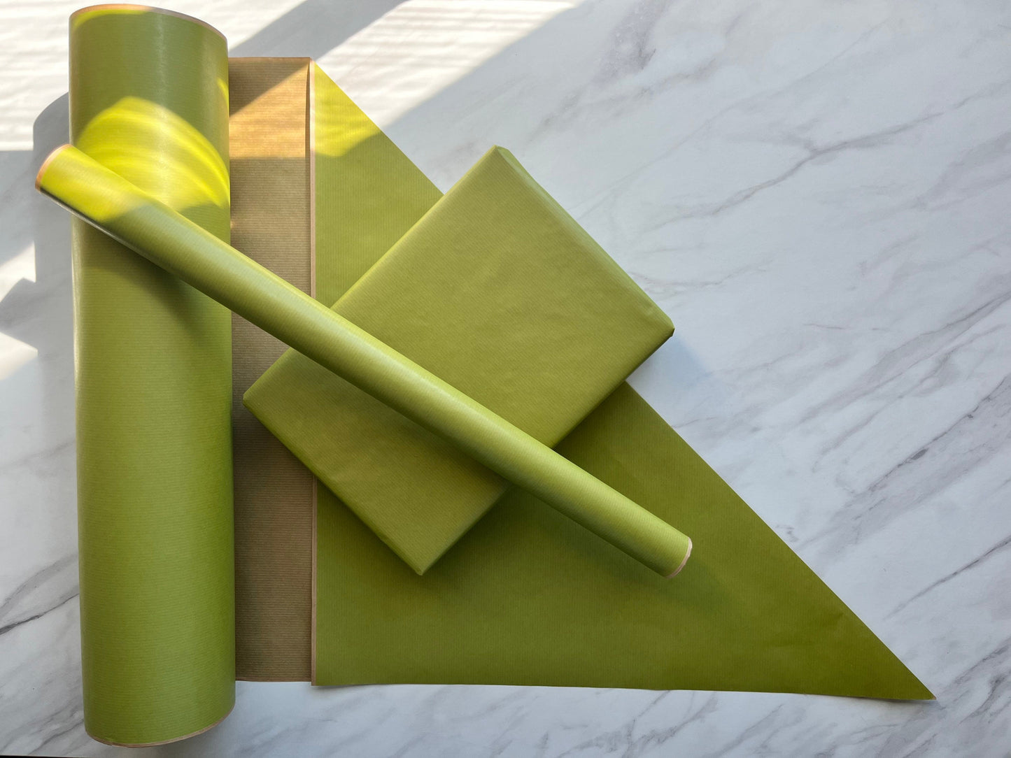 Wrapping Paper Olive Green 50CM Wide Eco Friendly, 100% Recycled Kraft | Recyclable, Sustainable, Plastic Free Gift Wrap