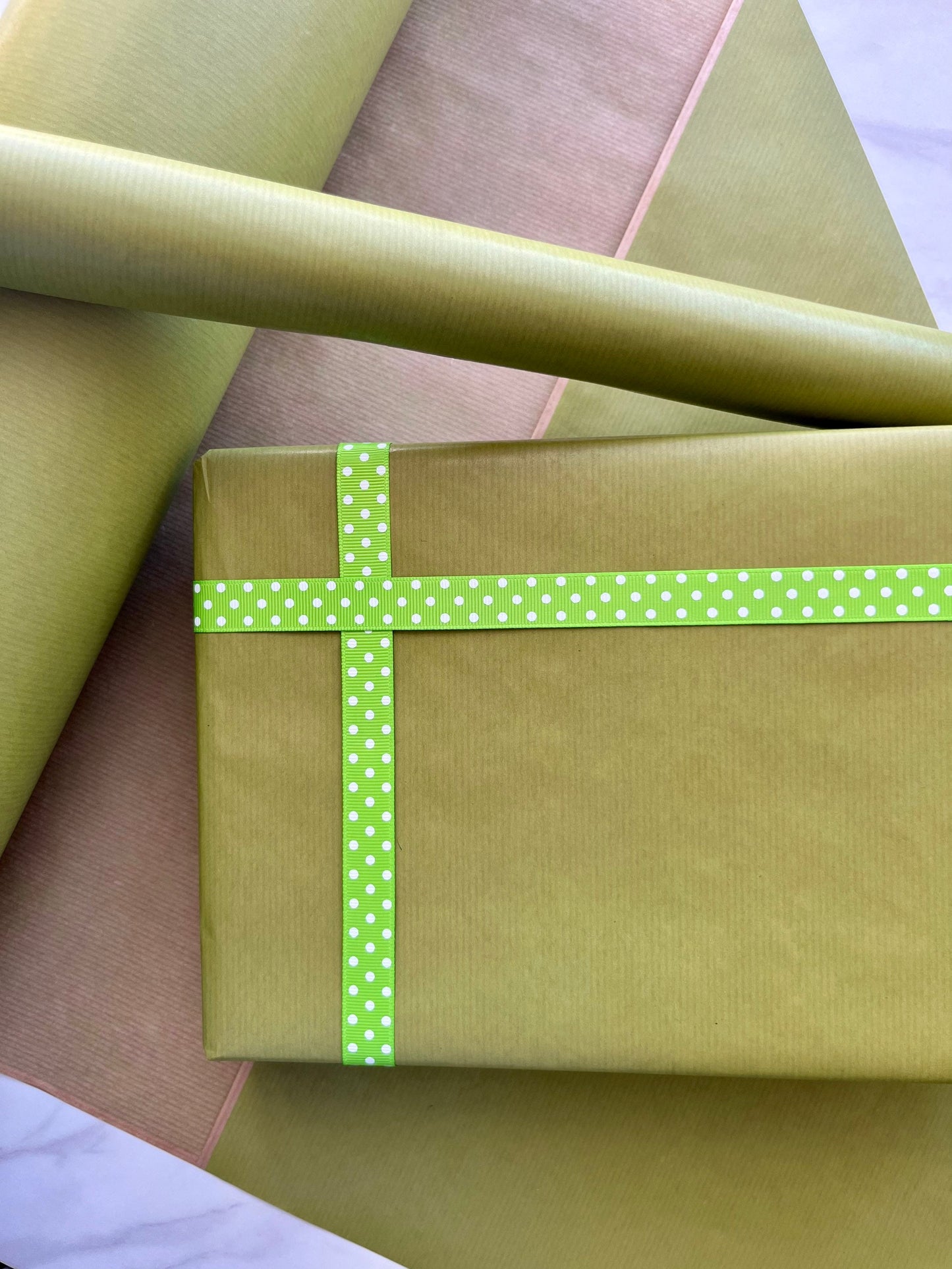 Wrapping Paper Olive Green 50CM Wide Eco Friendly, 100% Recycled Kraft | Recyclable, Sustainable, Plastic Free Gift Wrap