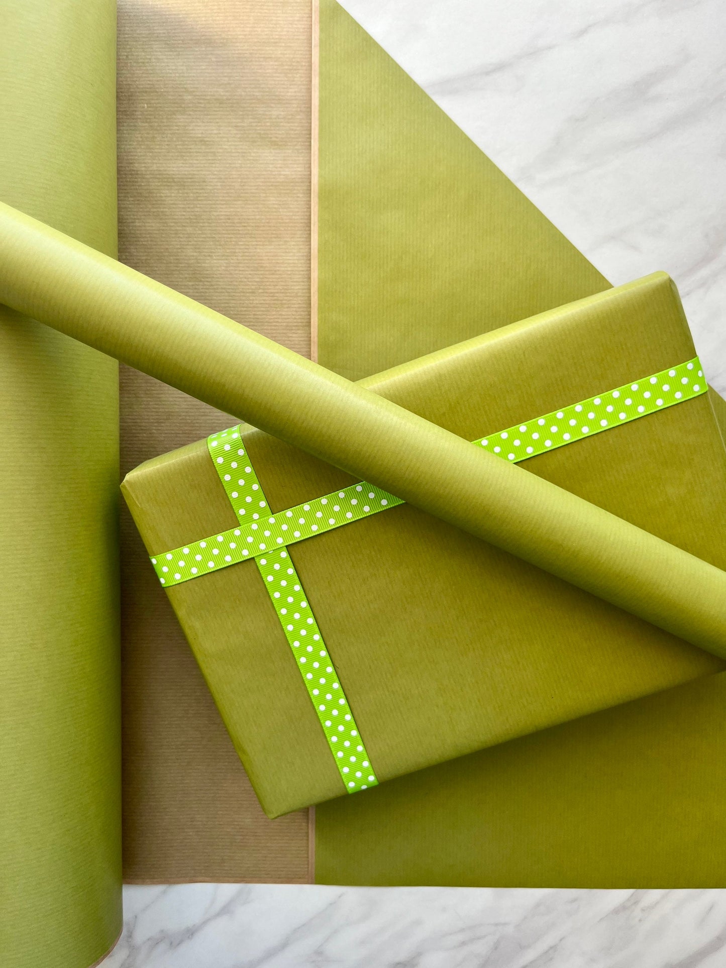 Wrapping Paper Olive Green 50CM Wide Eco Friendly, 100% Recycled Kraft | Recyclable, Sustainable, Plastic Free Gift Wrap