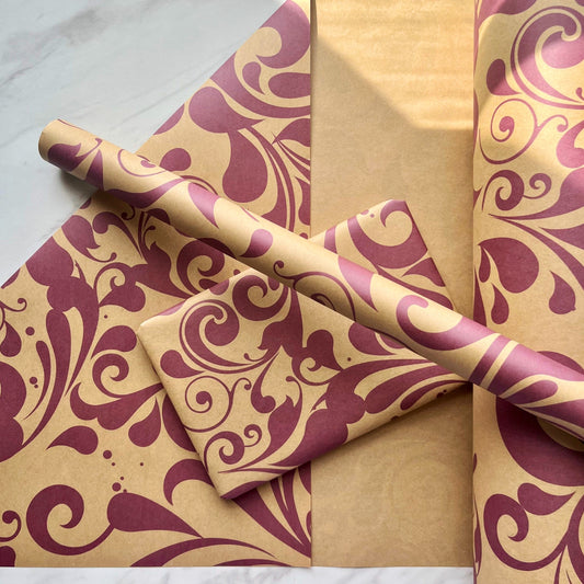 Christmas Gift Wrapping Paper Purple Swish Print Eco Friendly, 100% Recycled & Recyclable Vegan Kraft Birthday Gift Wrap, Sustainable,