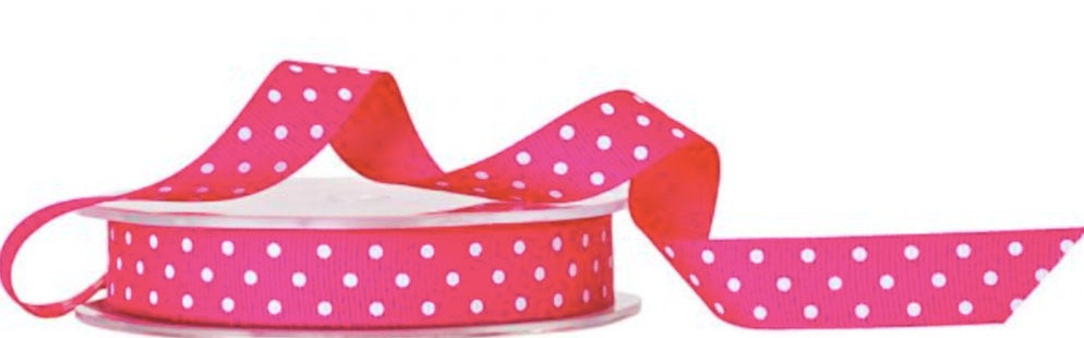 Polka Dot Grosgrain Ribbon, Christmas Anniversary Birthdays Gift Bows Decoration Boys Girls Black White, Pink, Yellow, Green